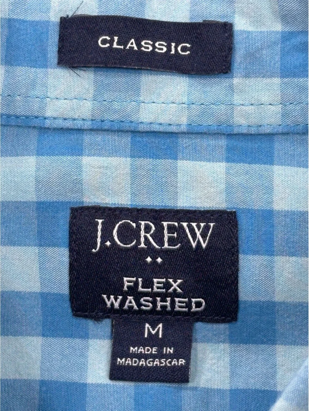 J Crew Classic Flex Washed Check Oxford Button Up Blue Men M